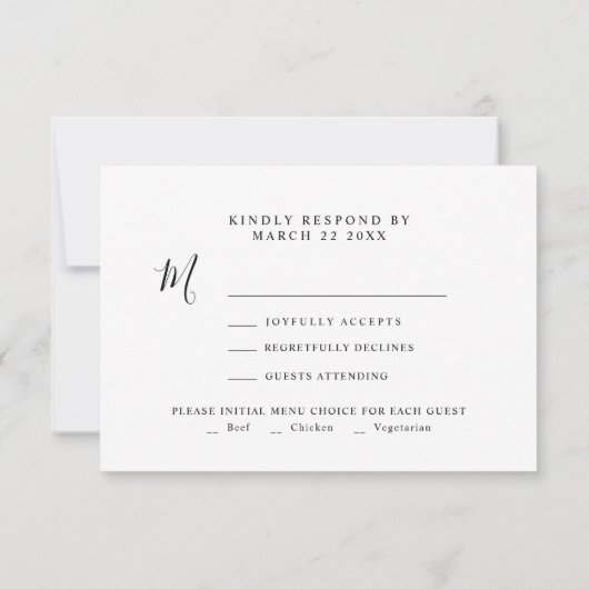 Modernes Minimalistisches Script Gold Wedding RSVP (Rückseite)