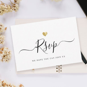 Modernes Minimalistisches Script Gold Wedding RSVP Karte