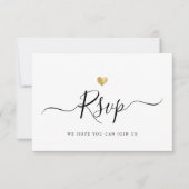 Modernes Minimalistisches Script Gold Wedding RSVP Karte (Vorderseite)