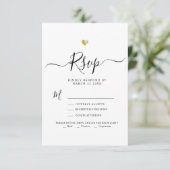 Modernes Minimalistisches Script Gold Wedding RSVP Karte (Stehend Vorderseite)