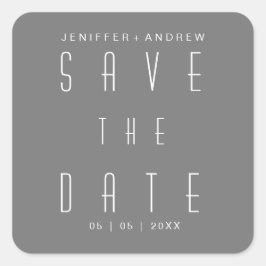 Modernes Minimalistisches Script Graue Save the Da Quadratischer Aufkleber