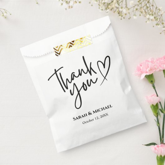 Modernes Minimalistisches Script Heart Vielen Dank Geschenktütchen (Versiegelt)