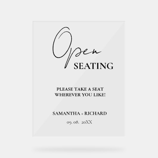 Modernes Minimalistisches Script-Hochzeitssymbol Acrylschild (Vorderseite)