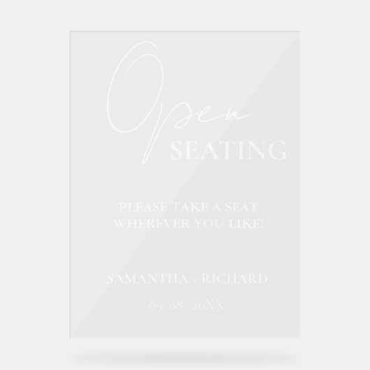 Modernes Minimalistisches Script-Hochzeitssymbol Acrylschild (Vorderseite)