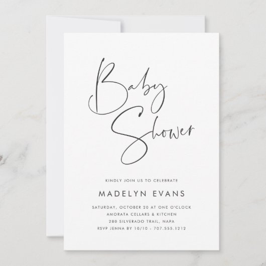 Modernes Minimalistisches Script in einer Kinderdu Einladung (Vorderseite)