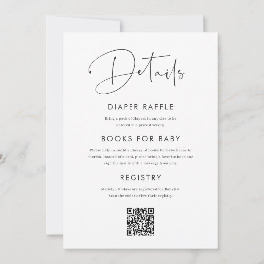 Modernes Minimalistisches Script in einer Kinderdu Einladung (Rückseite)