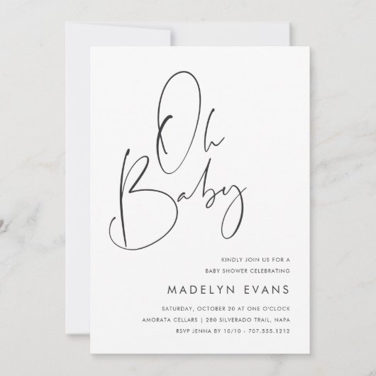 Modernes Minimalistisches Script in einer Kinderdu Einladung (Vorderseite)