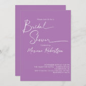 Modernes Minimalistisches Script Lavender Brautpar Einladung (Vorne/Hinten)