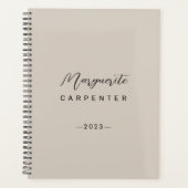 Modernes Minimalistisches Script Light Taupe 2023 Planer (Vorderseite)