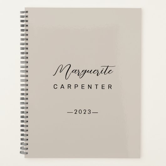 Modernes Minimalistisches Script Light Taupe 2023 Planer (Vorderseite)