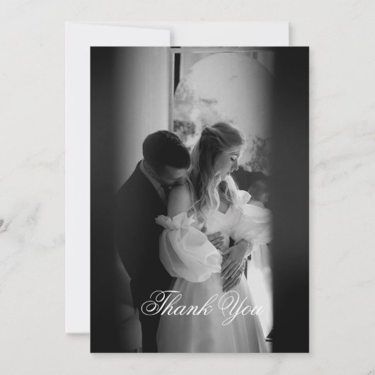 Modernes Minimalistisches Script Monogram Dankeskarte (Vorderseite)