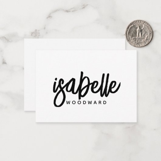 Modernes Minimalistisches Script Monogram Mitteilungskarte (Vorderseite/Rückseite Beispiel)