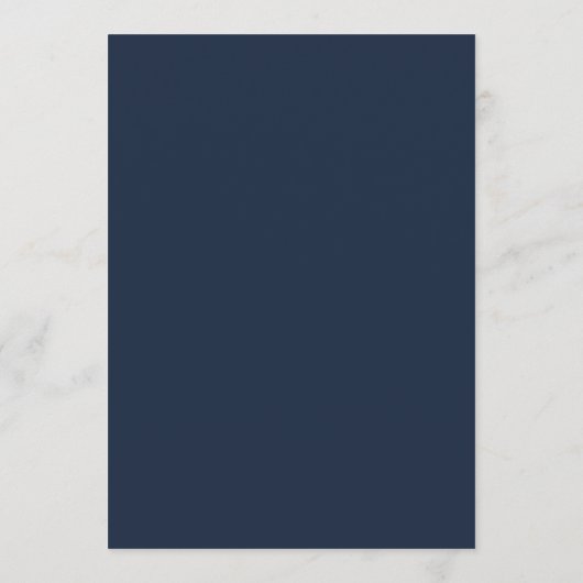 Modernes Minimalistisches Script Navy Blue | Hochz Menükarte (Rückseite)