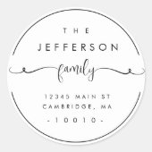 Modernes Minimalistisches Script-Rücksendekennzeic Runder Aufkleber (Vorderseite)