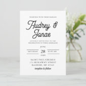 Modernes Minimalistisches Script Schwarz und Weiß Einladung (Stehend Vorderseite)