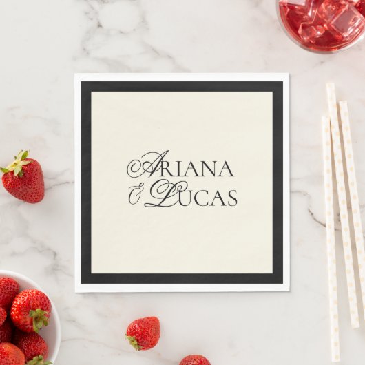 Modernes Minimalistisches Script Schwarz und Weiß  Serviette (Beispiel)