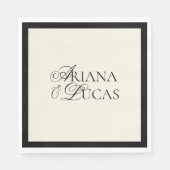 Modernes Minimalistisches Script Schwarz und Weiß  Serviette (Vorderseite)