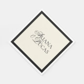 Modernes Minimalistisches Script Schwarz und Weiß  Serviette (Ecke)