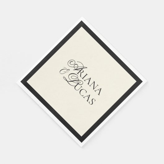 Modernes Minimalistisches Script Schwarz und Weiß  Serviette (Ecke)