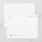 Modernes Minimalistisches Script Schwarz/Weiß-Mono Mitteilungskarte (Vorne/Hinten)