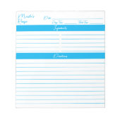 Modernes Minimalistisches Script Sky Blue Rezepte Notizblock (Vorderseite)