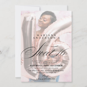 Modernes & minimalistisches Script Sweet 16 Foto G Einladung