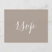 Modernes Minimalistisches Script Taupe Wedding RSV Postkarte (Vorderseite)