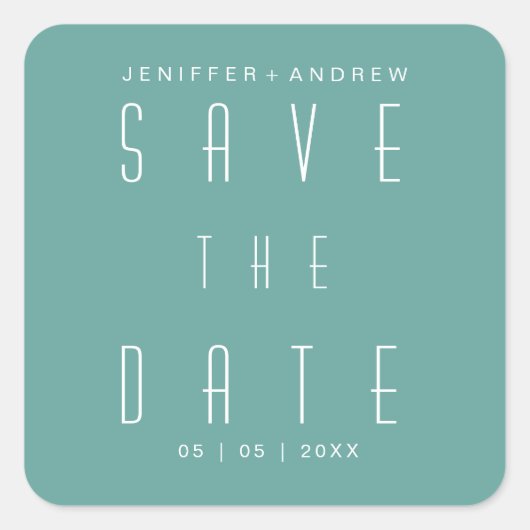 Modernes Minimalistisches Script Türkis Save the D Quadratischer Aufkleber (Vorderseite)