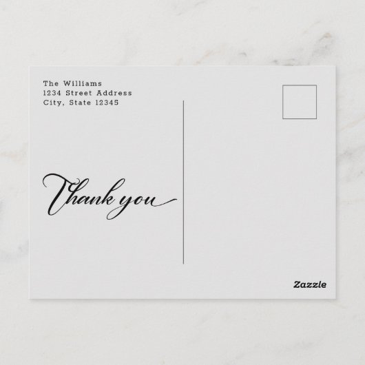 Modernes Minimalistisches Script Wedding Foto Viel Postkarte (Rückseite)