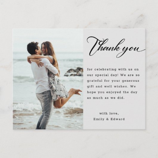 Modernes Minimalistisches Script Wedding Foto Viel Postkarte (Vorderseite)