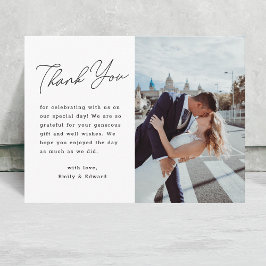 Modernes Minimalistisches Script Wedding Foto Viel Postkarte