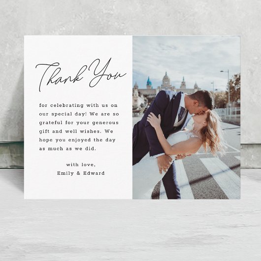 Modernes Minimalistisches Script Wedding Foto Viel Postkarte