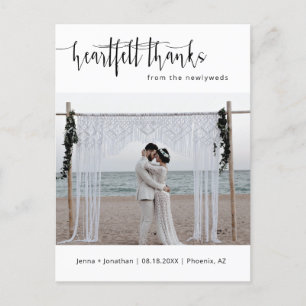 Modernes Minimalistisches Script Wedding Foto Viel Postkarte