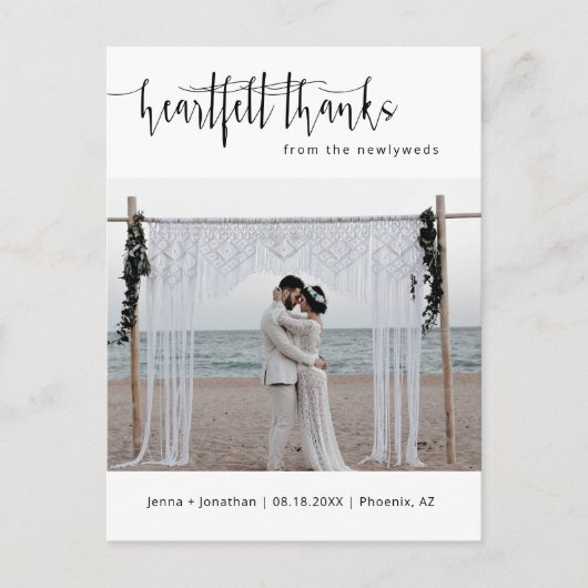 Modernes Minimalistisches Script Wedding Foto Viel Postkarte (Vorderseite)