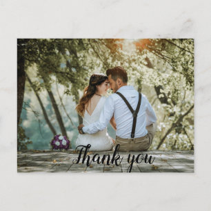 Modernes Minimalistisches Script Wedding Foto Viel Postkarte