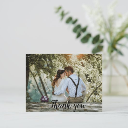 Modernes Minimalistisches Script Wedding Foto Viel Postkarte (Stehend Vorderseite)