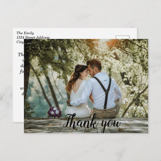Modernes Minimalistisches Script Wedding Foto Viel Postkarte (Vorne/Hinten)