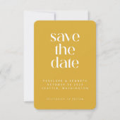 Modernes Minimalistisches Senf-Gelbes einfaches Fo Save The Date (Vorderseite)