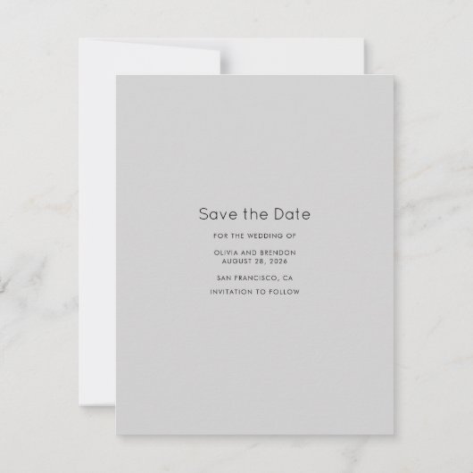 Modernes Minimalistisches Silbergrau-Save the Date Save The Date (Rückseite)