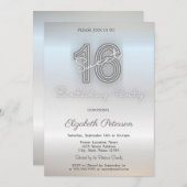 Modernes Minimalistisches Silbersüß 16 Einladung (Vorne/Hinten)