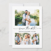 Modernes Minimalistisches Skript 4 Foto QR Code Save The Date (Vorderseite)