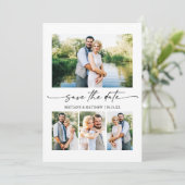 Modernes Minimalistisches Skript 4 Foto QR Code Save The Date (Stehend Vorderseite)