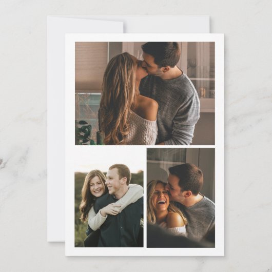 Modernes Minimalistisches Skript 4 Foto Verlobung Save The Date (Rückseite)