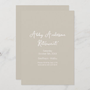Modernes Minimalistisches Skript Beige-Rente Einladung