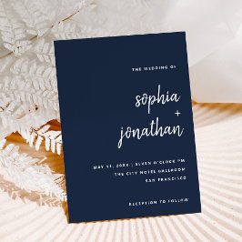 Modernes Minimalistisches Skript | Blue Wedding Einladung