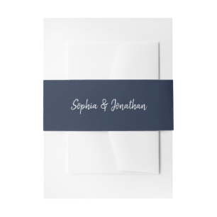 Modernes Minimalistisches Skript Blue Wedding Einladungsbanderole