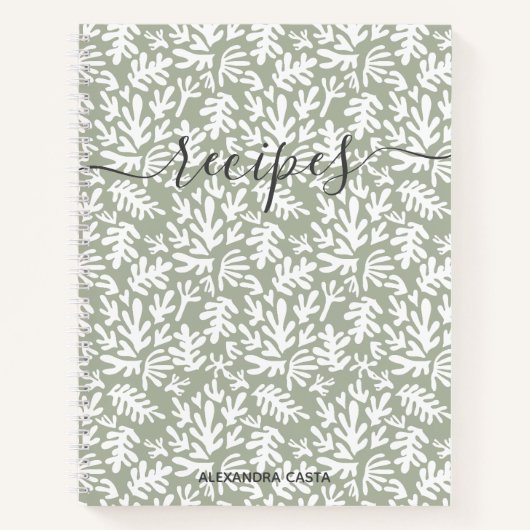 Modernes Minimalistisches Skript Botanisches Rezep Notizblock (Vorderseite)