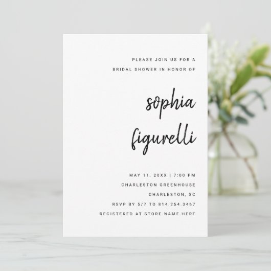 Modernes Minimalistisches Skript | BRAUTPARTY Einladung (Stehend Vorderseite)