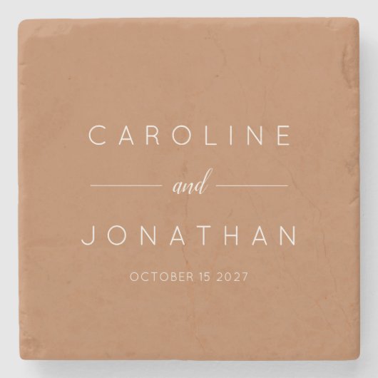 Modernes Minimalistisches Skript Custom Wedding Te Steinuntersetzer (Vorderseite)