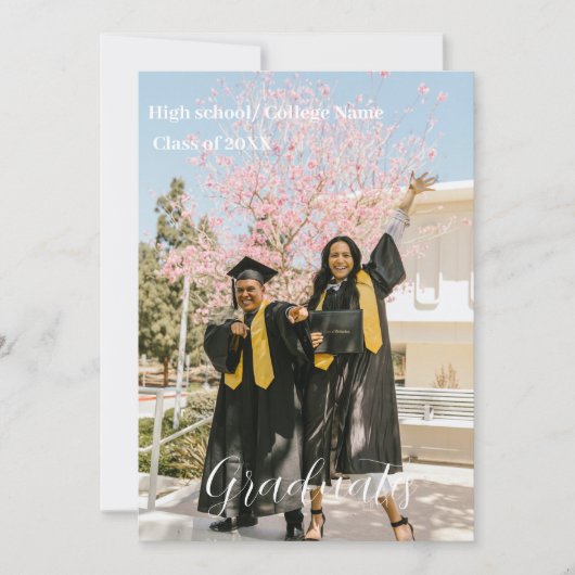 Modernes Minimalistisches Skript Double Abschluss Ankündigung (Vorderseite)